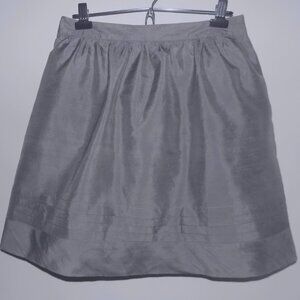 Short taffeta skirt 10 Silk blend Full Gray Metallic Lined Mini Shiny Pewter